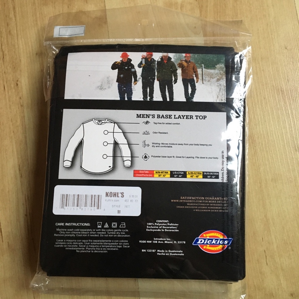Dickies Men’s Black Base Layer Top - Picture 2 of 2